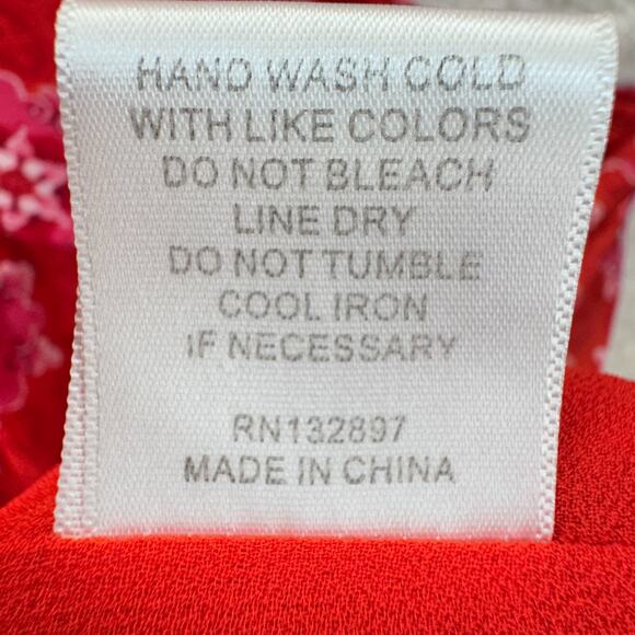 Rose Olive Top Women Sz XL Sleeveless Red White Geometric Print Tassel Tie Boho - Picture 9 of 11